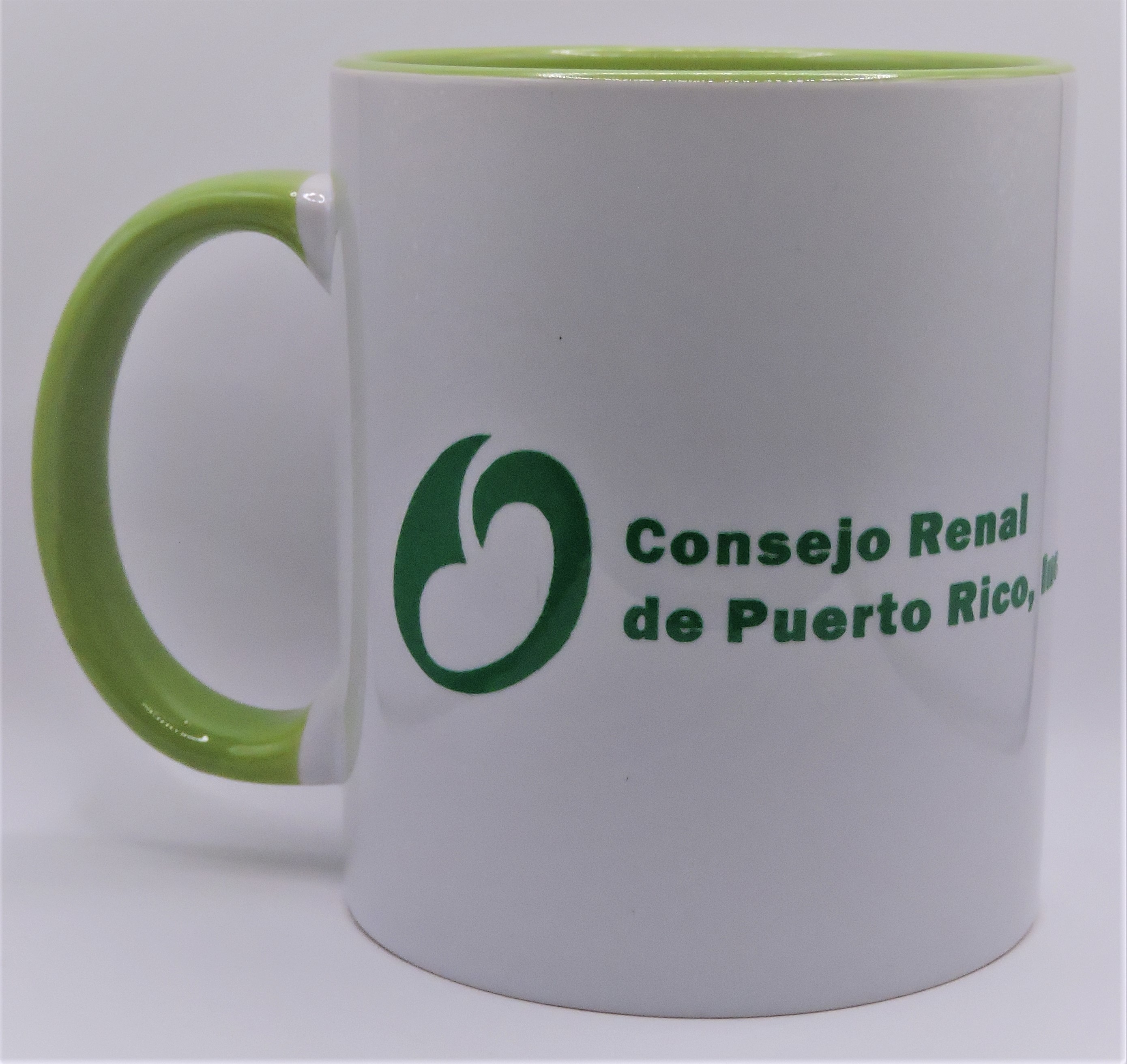 Taza Blanca Fondo Verde Original del Consejo Renal $ 15.00 Taza